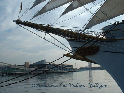 Sailing ship in the harbour of Barcelona