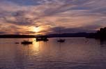 Coucher de soleil sur le port d'Oban.