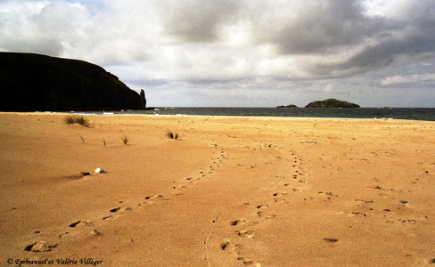 Sandwood bay, en regardant vers le sud, le stack