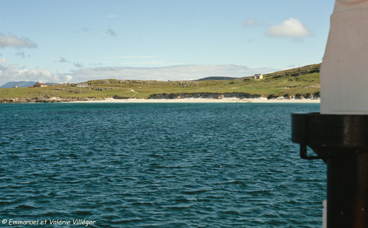 Barra Eriskay ferry arriving in Eriskay.