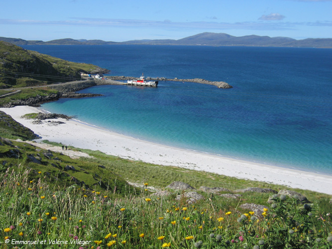 Ferry Barra-Eriskay. Arrivée sur la plage à Eriskay.