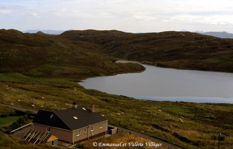 The modern houses built to replace the blackhouses in 1974