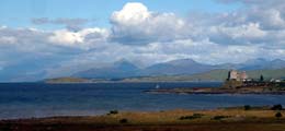 Duart Castle and a panoramic view towards mainland